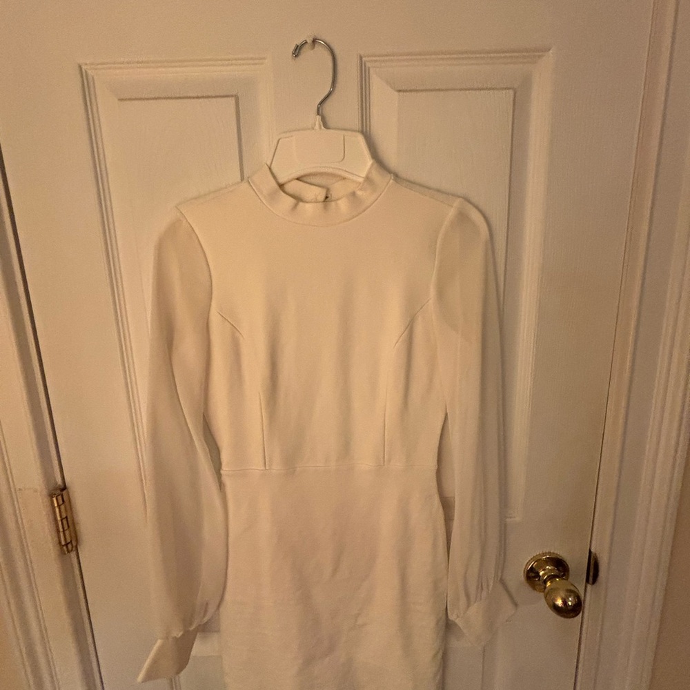 Elegant Cream Long-Sleeve Dress